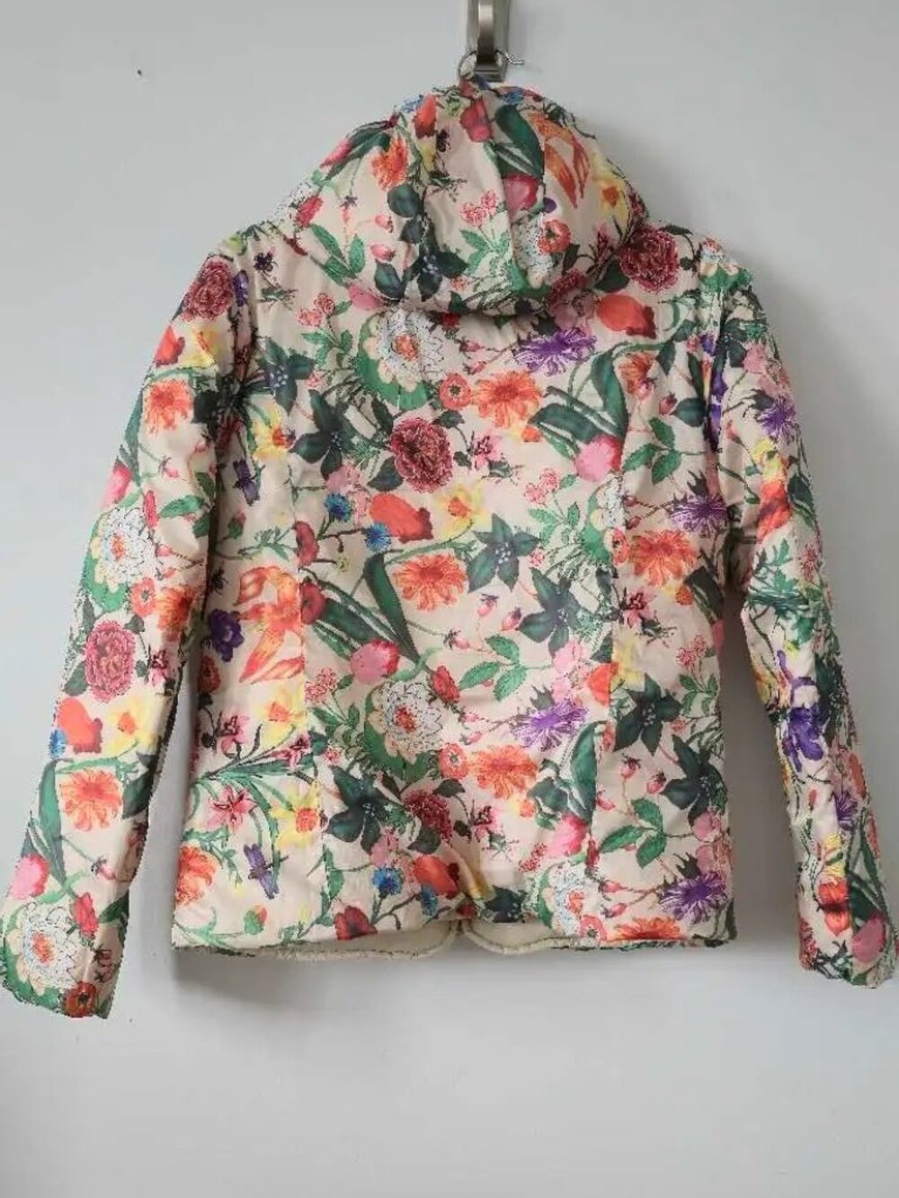 Women's Colorful Floral Reversible Puffer Jacket Hooded